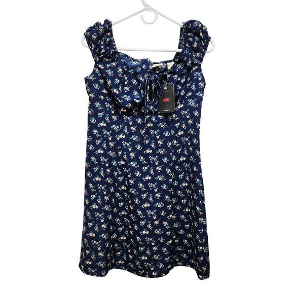 Levis Womens Floral Dress S Navy Standard Fit Size Small - Picture 1 of 6